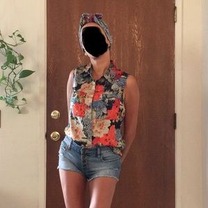 Vintage, Floral & Coy Fish, Silky Soft, Reformed Blouse